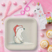 Weihnachtspolarbär in Schneeflocken Pappteller (Party)