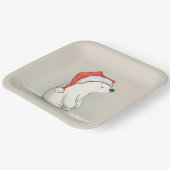 Weihnachtspolarbär in Schneeflocken Pappteller (Gewinkelt)