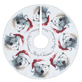 Weihnachtspolarbär, kundenspezifisch polyester weihnachtsbaumdecke