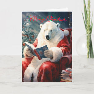 Weihnachtspolarbär lesend feiertagskarte