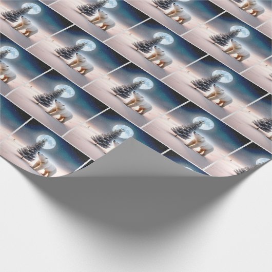 Weihnachtspolarbär mit Baum Geschenkpapier (Ecke)