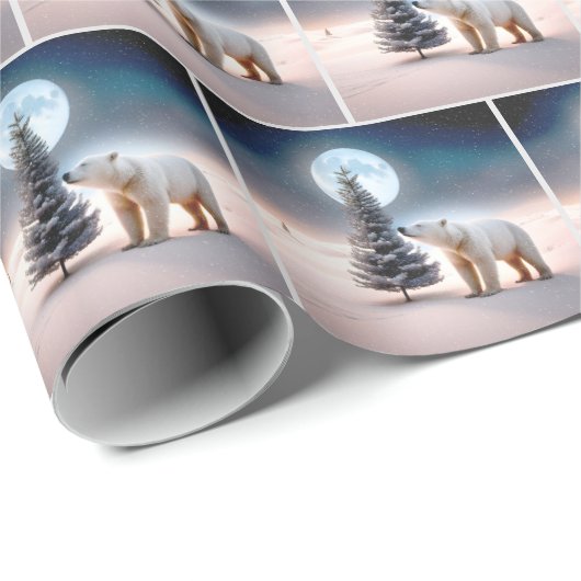 Weihnachtspolarbär mit Baum Geschenkpapier (Rolleneckpunkt)