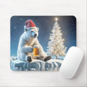 Weihnachtspolarbär mit Bier Mousepad (Mit Mouse)
