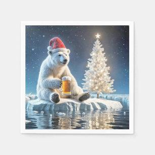 Weihnachtspolarbär mit Bier Serviette