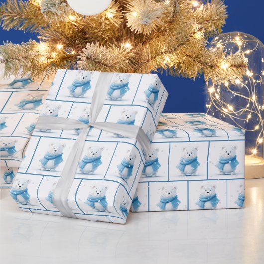 Weihnachtspolarbär mit blauem Scarf Geschenkpapier (Feiertage)