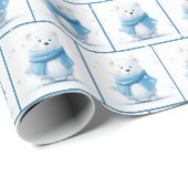 Weihnachtspolarbär mit blauem Scarf Geschenkpapier (Rolleneckpunkt)