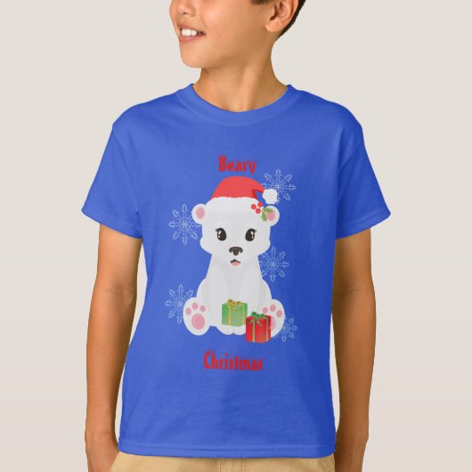 Weihnachtspolarbär mit Geschenken T-Shirt (Vorderseite)