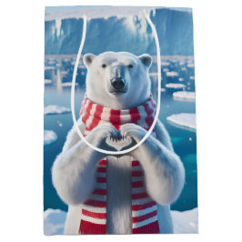 Weihnachtspolarbär mit Paws in Herzform Mittlere Geschenktüte