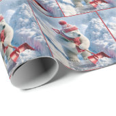 Weihnachtspolarbär mit roter Schaufel Geschenkpapier (Rolleneckpunkt)