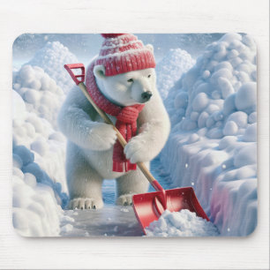 Weihnachtspolarbär mit roter Schaufel Mousepad