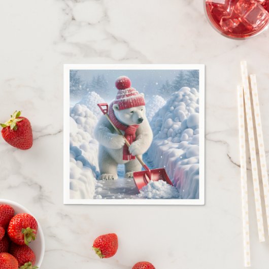 Weihnachtspolarbär mit roter Schaufel Serviette (Beispiel)