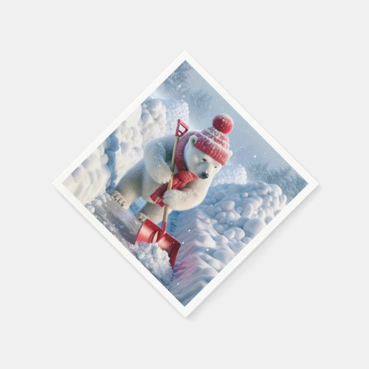 Weihnachtspolarbär mit roter Schaufel Serviette (Ecke)