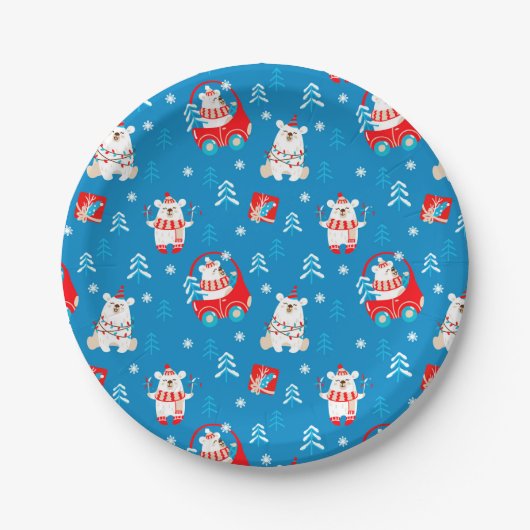 Weihnachtspolarbär Pappteller (Vorderseite)