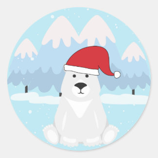 Weihnachtspolarbär Runder Aufkleber