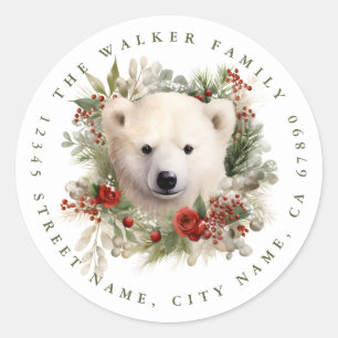 Weihnachtspolarbär Rundkleber Runder Aufkleber