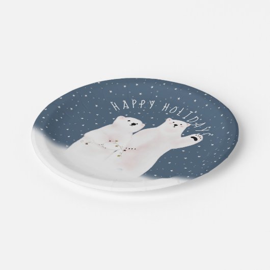 Weihnachtspolarbären auf der Papierplatte Pappteller (Schrägansicht)