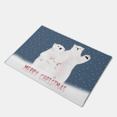 Weihnachtspolarbären auf Schneeflocken Fußmatte (Schrägansicht)