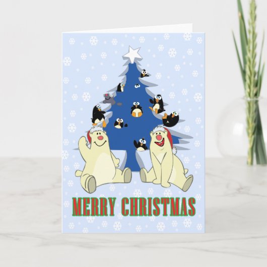 Weihnachtspolarbären Feiertagskarte (Vorderseite)
