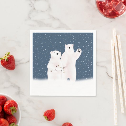 Weihnachtspolarbären im Schnee Serviette (Beispiel)