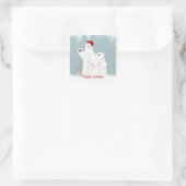 Weihnachtspolarbären Quadratischer Aufkleber (Tasche)