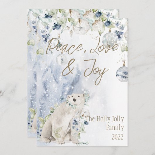 Weihnachtspolarbären Snow Foliage Gold personalisi (Vorne/Hinten)