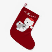 Weihnachtspolarer Bär mit roter Kleiner Weihnachtsstrumpf (Vorderansicht (hängend))