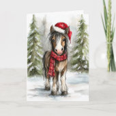 Weihnachtspony Feiertagskarte (Vorderseite)