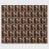 Weihnachtspony im Stallfenster Geschenkpapier (Flach)