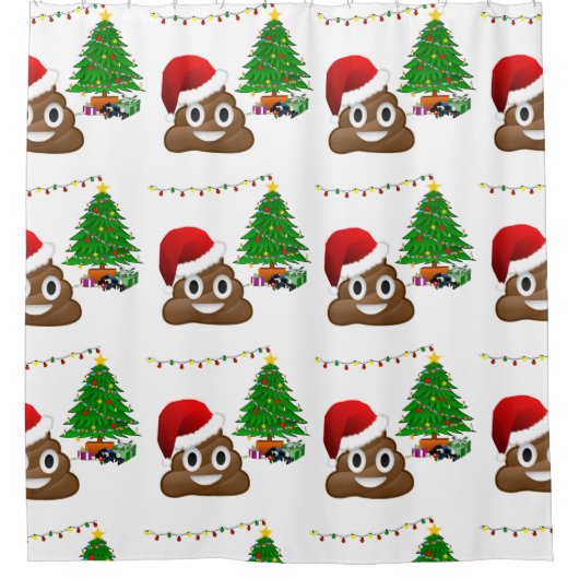Weihnachtspoo Emoji Duschvorhang (Vorderseite)
