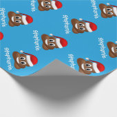 Weihnachtspoo Emoji mit Weihnachtsmannmütze Packpa Geschenkpapier (Ecke)