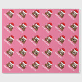 Weihnachtspoo Emoji mit Weihnachtsmannmütze Packpa Geschenkpapier (Flach)