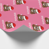 Weihnachtspoo Emoji mit Weihnachtsmannmütze Packpa Geschenkpapier (Ecke)