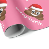 Weihnachtspoo Emoji mit Weihnachtsmannmütze Packpa Geschenkpapier (Rolleneckpunkt)