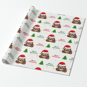Weihnachtspoo Emoji mit Weihnachtsmannmütze Packpa Geschenkpapier