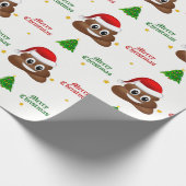 Weihnachtspoo Emoji mit Weihnachtsmannmütze Packpa Geschenkpapier (Ecke)