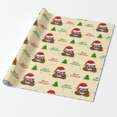 Weihnachtspoo Emoji mit Weihnachtsmannmütze Packpa Geschenkpapier (Ungerollt)