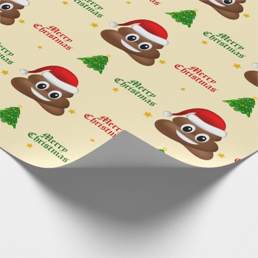 Weihnachtspoo Emoji mit Weihnachtsmannmütze Packpa Geschenkpapier (Ecke)