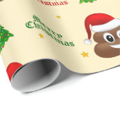 Weihnachtspoo Emoji mit Weihnachtsmannmütze Packpa Geschenkpapier (Rolleneckpunkt)