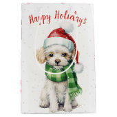 Weihnachtspoodle in Schneeflocken Mittlere Geschenktüte (Vorderseite)