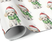Weihnachtspoodle mit Scarf und Cap Geschenkpapier (Rolleneckpunkt)