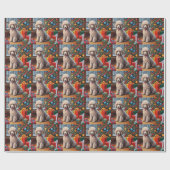 Weihnachtspoodle mit Weihnachtsbaum, Geschenke Geschenkpapier (Flach)