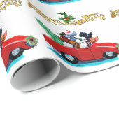 Weihnachtspoodles Vintage Car Geschenkpapier (Rolleneckpunkt)