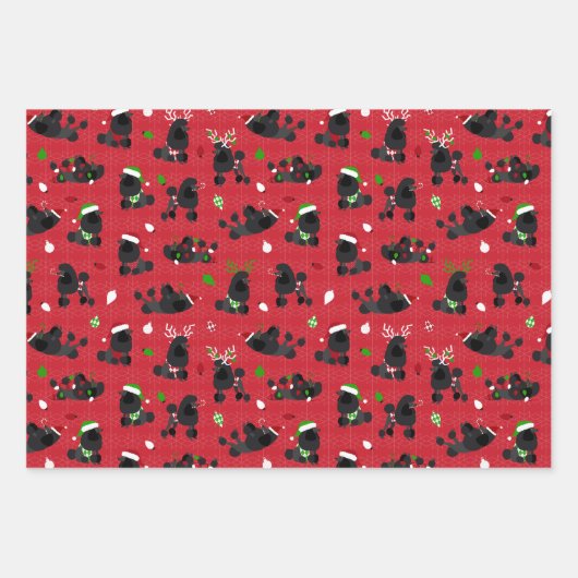 Weihnachtspoodles Wrapping Paper Sheets Geschenkpapier Set (Vorderseite 2)