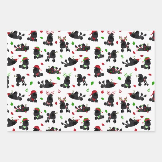 Weihnachtspoodles Wrapping Paper Sheets Geschenkpapier Set (Vorderseite)