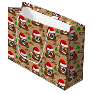 Weihnachtspooji mit Weihnachtsmannmütze Geschenkta Große Geschenktüte