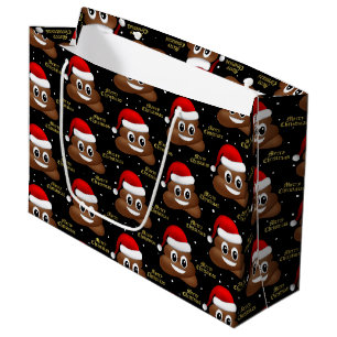 Weihnachtspooji mit Weihnachtsmannmütze Geschenkta Große Geschenktüte