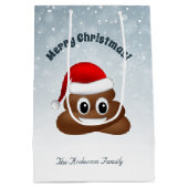 Weihnachtspooji mit Weihnachtsmannmütze Geschenkta Mittlere Geschenktüte (Rückseite)