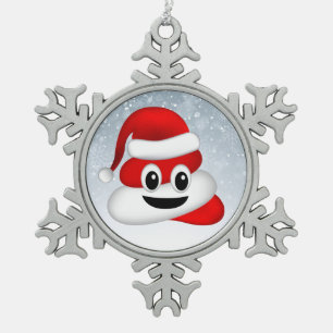 Weihnachtspooji mit Weihnachtsmannmütze Schneeflocken Zinn-Ornament