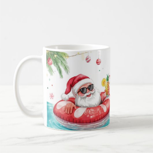 Weihnachtspoolparty mit dem Weihnachtsmann Kaffeetasse (Links)