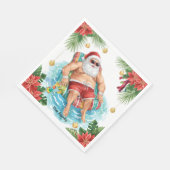Weihnachtspoolparty mit dem Weihnachtsmann Serviette (Ecke)